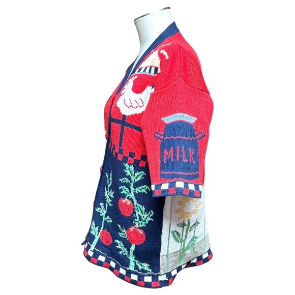 Sweater Loft Vintage 90s Made in USA Farm Short Sleeve Cardigan Sweater Small - Picture 4 of 6